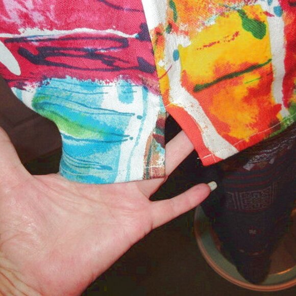 Parsley & Sage Rainbow Art To Wear Top Size XL Button Up Tunic Boho Pop Art NEW - Picture 8 of 13